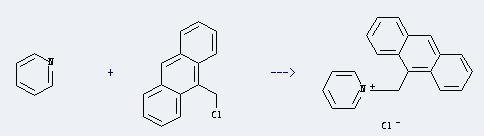 Anthracene,9-(chloromethyl)- can react with pyridine to produce N-(9-anthracenylmethyl)pyridinium chloride